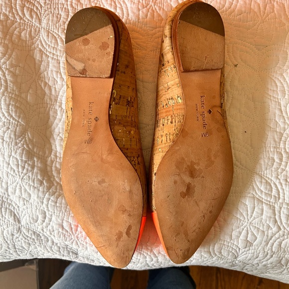 kate spade cork neon orange flats gently used - Picture 2 of 5